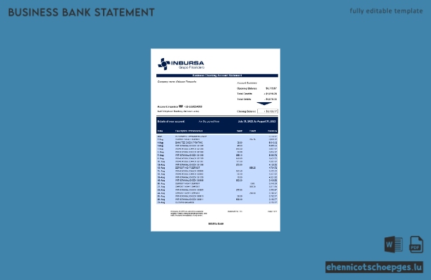 Inbursa Bank Firmenkontoauszug (Word- und PDF-Beispiel)